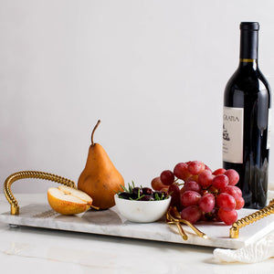 Marble Gold Twist Handle Tray