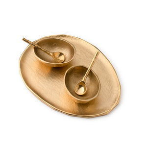 Gold Salt Cellar with Spoons