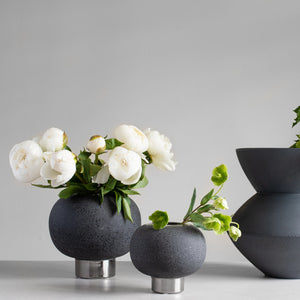 Silver Banded Sphere Vase